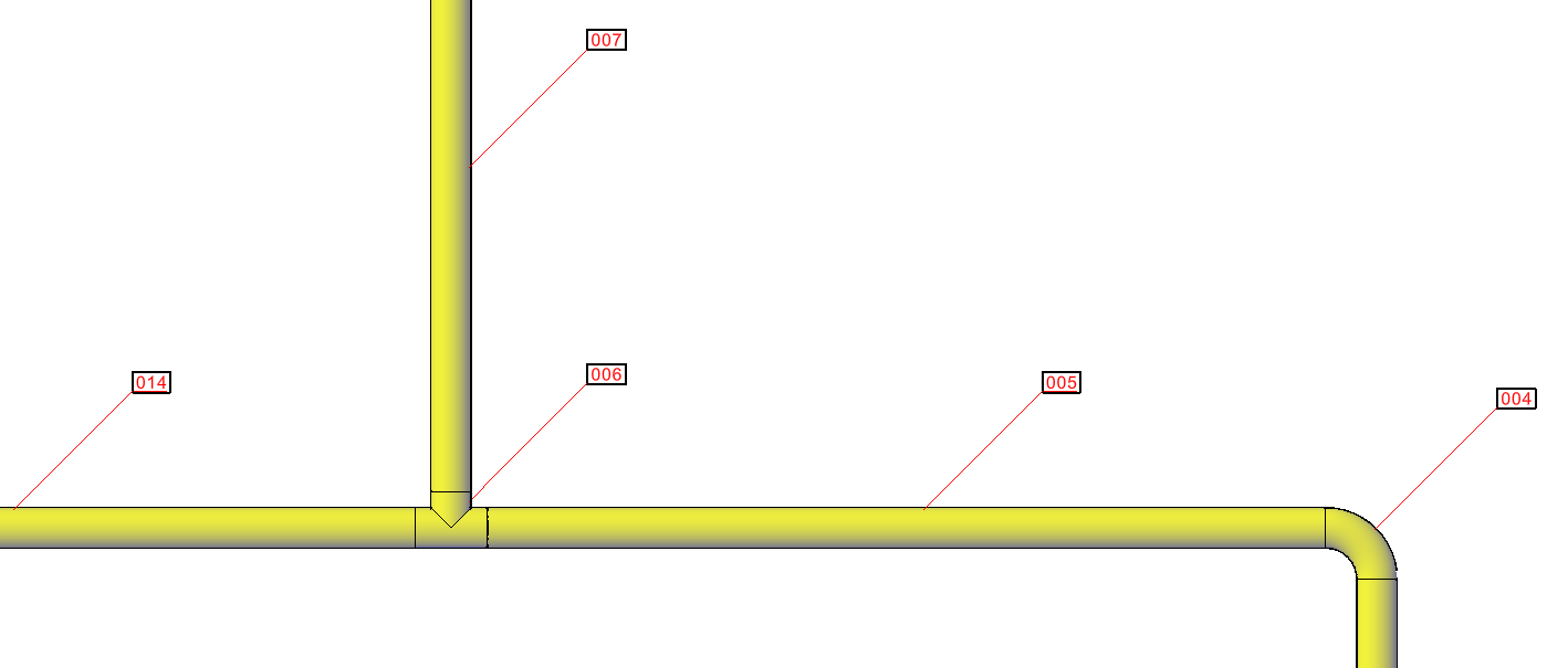 Screenshot of a 3D model with weld numbering annotations displayed