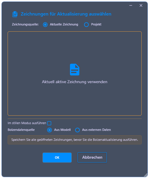 A dialog box with two tabs: Current Drawing and Project