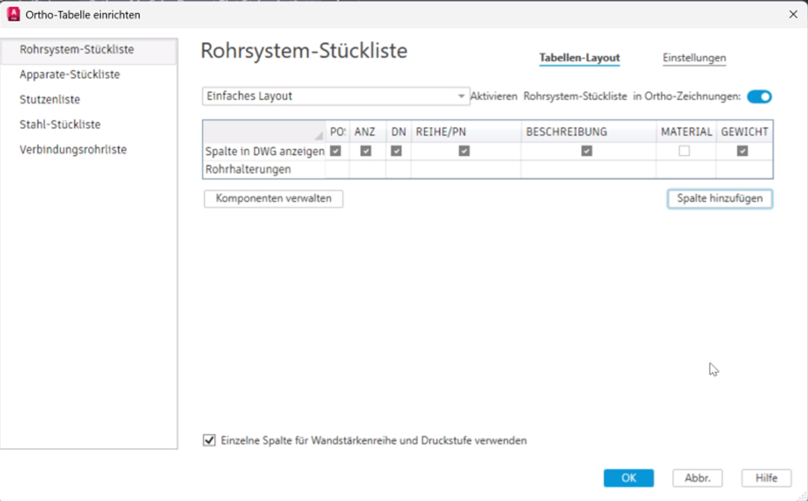 Configure piping BOM